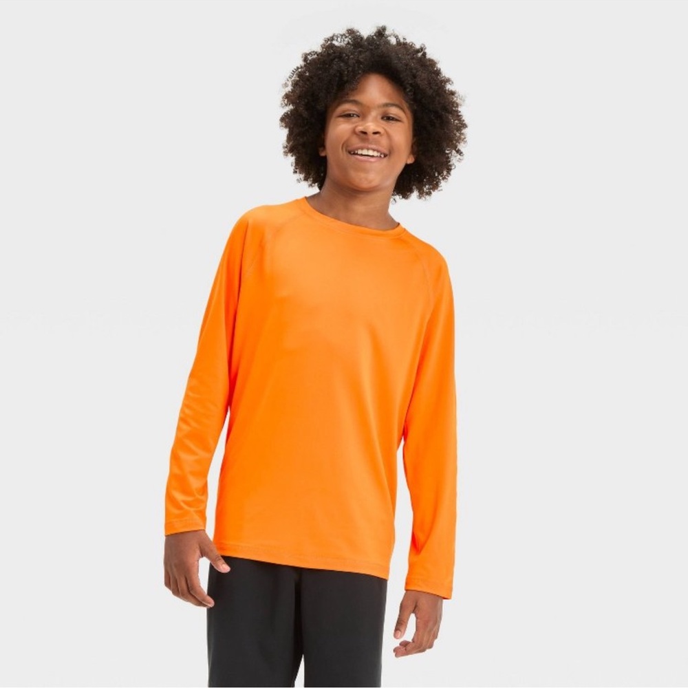 All in Motion Boys' Long Sleeve UPF T-Shirt - Orange, XXL (16/18)